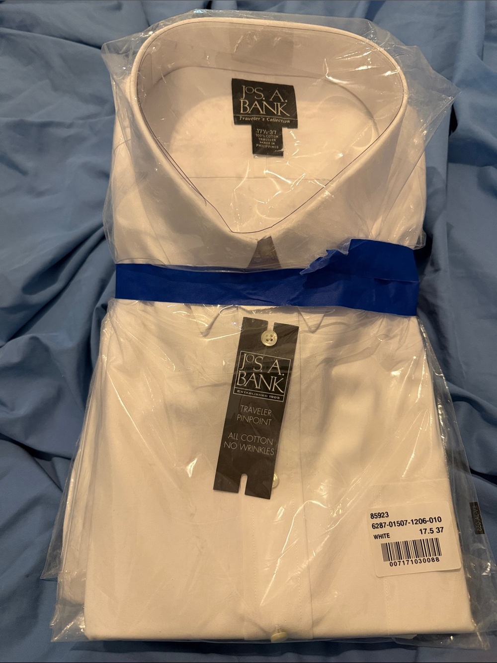 Jos. A. Bank Set 3 NEW White Traveler Pinpoint Dress Shirt Cotton 17.5 37